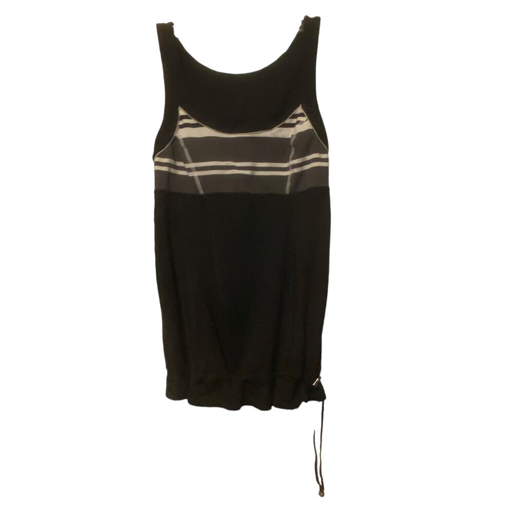 LULULEMON Ta Ta Topper Tank Top S Black White Gray Stretchy Drawcord Toggle